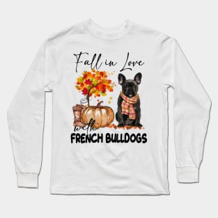 Fall In Love With Scarf Black French Bulldog Long Sleeve T-Shirt